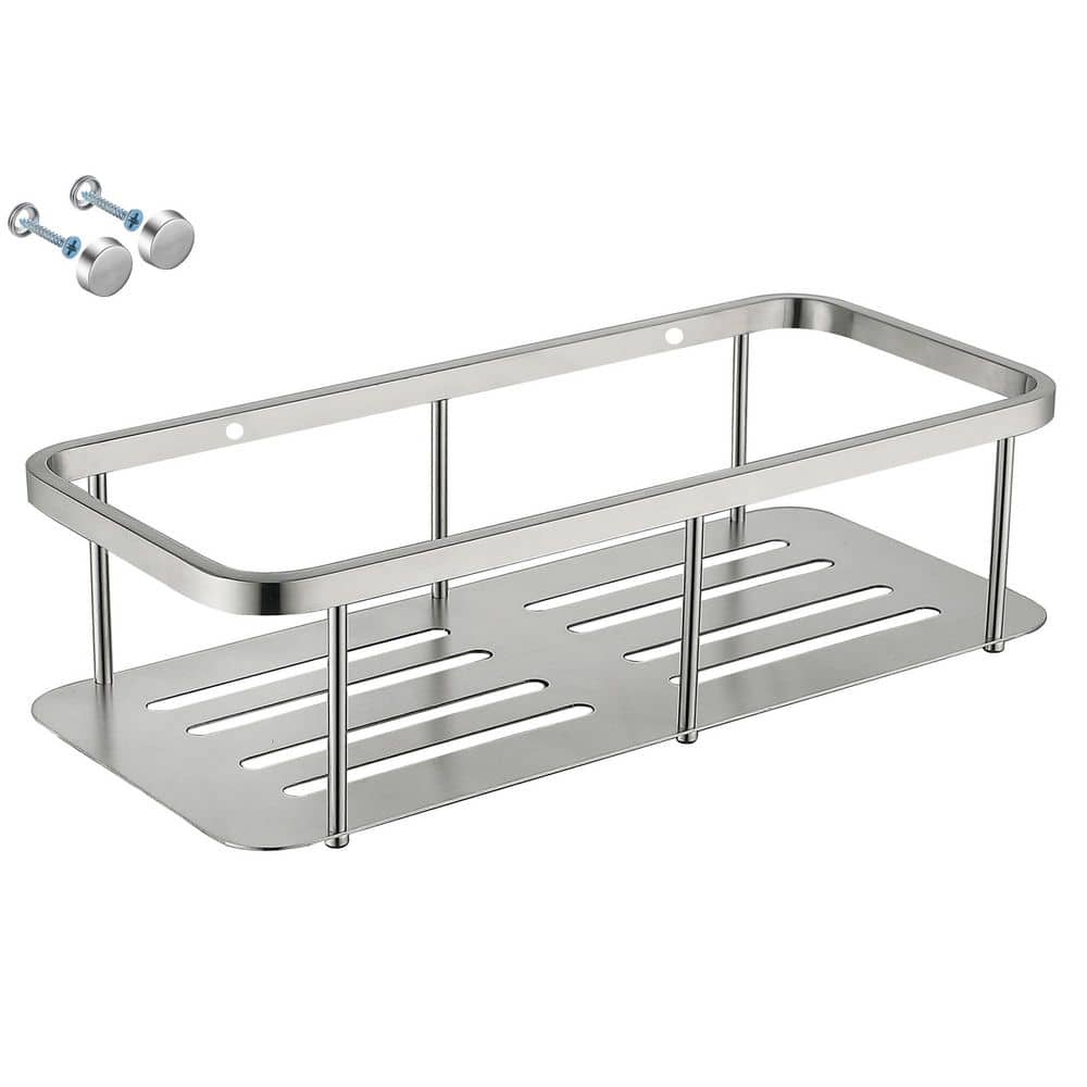 Wall Mounted Bathroom Organizer Basket Stainless Steel Shower Caddy Shelf Basket in Brushed Nickel price history on PriceWatchPro