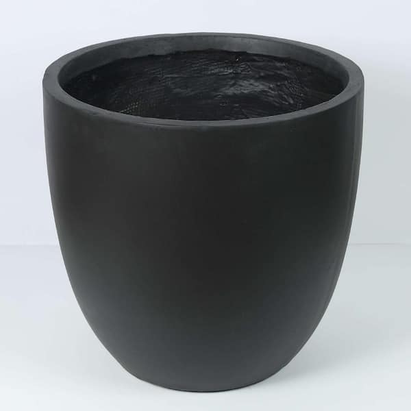 LuxenHome 17.2 in. H Round Tapered Black MgO Composite Planter Pot