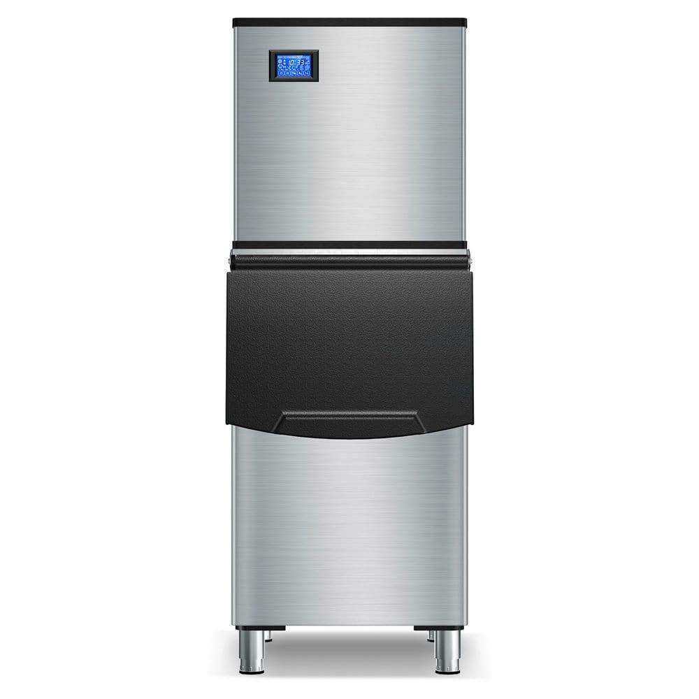26.4in. 450 lbs./24H Full Size Cube Freestanding Commercial Ice Maker with 350 lbs. Large Storage Bin in Stainless Steel