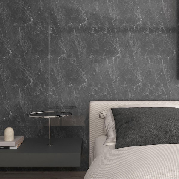 Contact Paper for Countertop Waterproof Wallpaper Peel and Stick Wallpaper, Dark Grey (2-Roll, 15.7 in. x 118.11 in. )