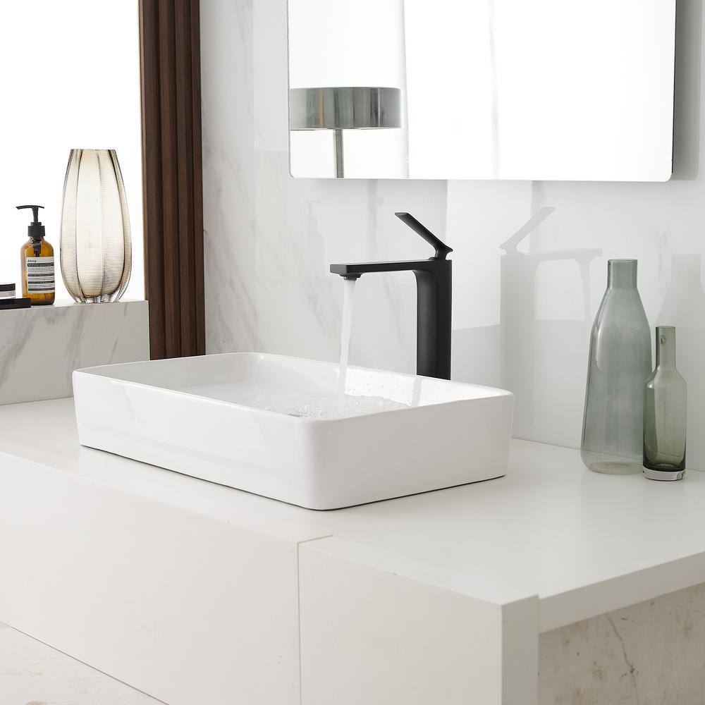 Matte Black Tall Single Handle Vessel Sink Faucet