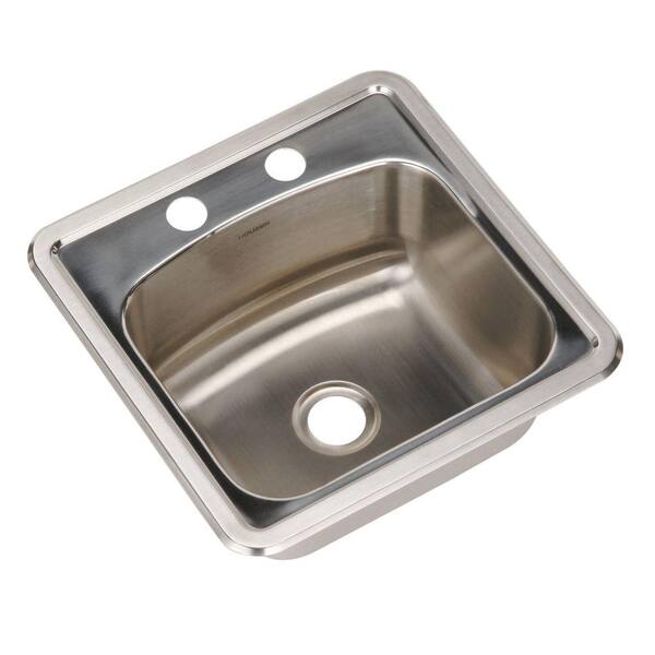 HOUZER Hospitality Premium Drop-in 15x15x6.5 2-Hole Single Basin Bar/Prep Sink