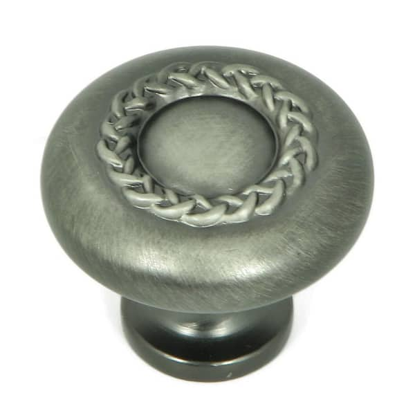 Stone Mill Hardware 1-1/4 in. Weathered Nickel Round Rope Design Cabinet Knob (10-Pack)