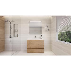 Angeles 42 in. W Bath Vanity in New England Oak with Reinforced Acrylic Vanity Top in White with White Basin