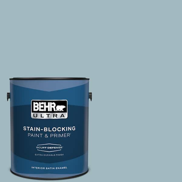 BEHR ULTRA 1 gal. #BIC-23 Hopeful Blue Extra Durable Satin Enamel Interior Paint & Primer