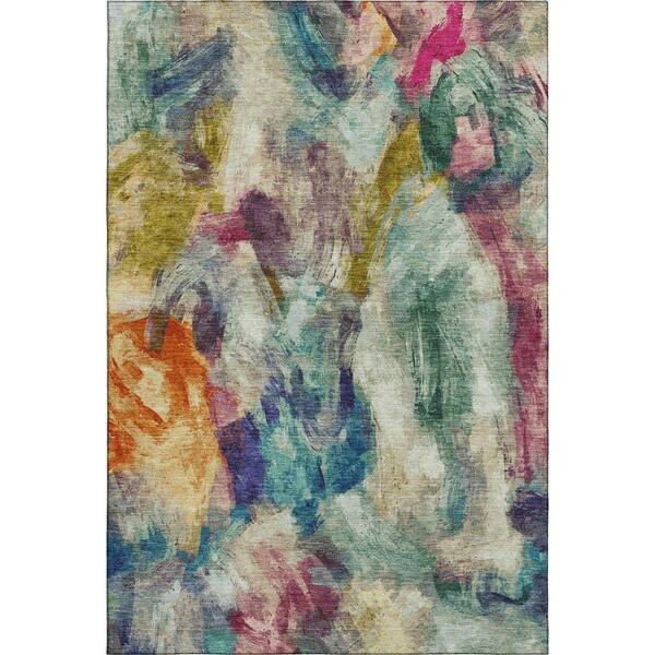 Mayfield Premium Machine Washable Abstract AMF2204 Sage 9 ft. x 12 ft. Area Rug
