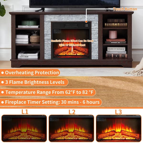 ToolCat 58 in. Freestanding TV Stand with Electric Fireplace