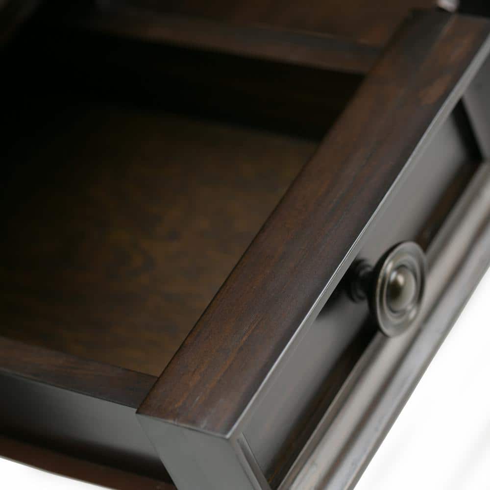 Elegant Hickory Brown Solid Wood Desk with Keyboard Tray and Storage