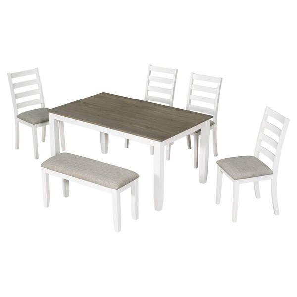 URTR 6-Pieces Wood Top Dining Table Set, Kitchen Table Set with 4