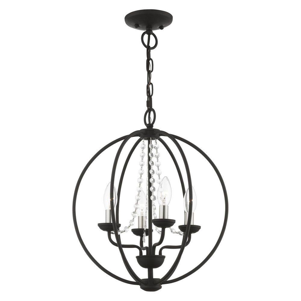 Arabella Black Nickel 4-Light Orb Chandelier with Draping Crystals