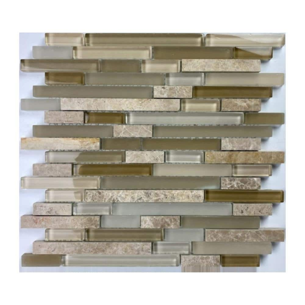 ABOLOS Classic Design Beige 12 in. x 12 in. Linear Multi Finish Glass ...