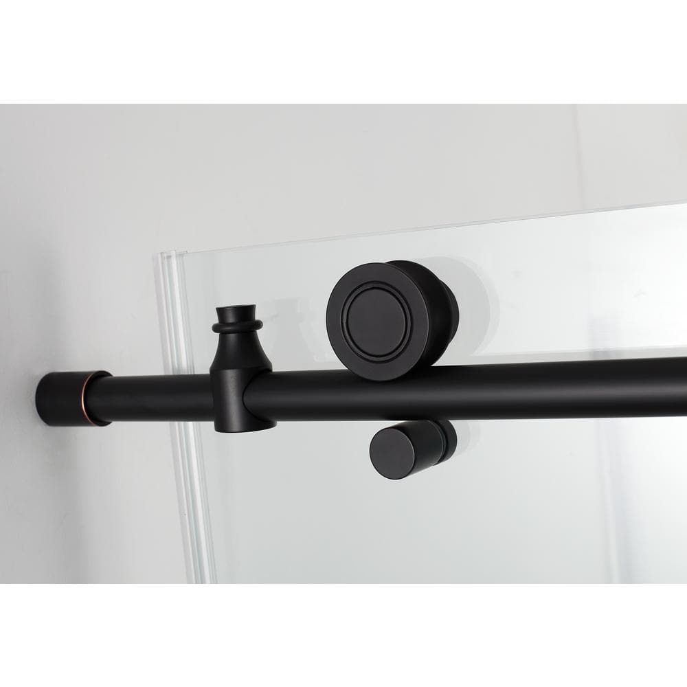 Matte Black Frameless Sliding Shower Door with Clear Glass