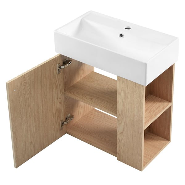 Virubi Modern 21.6 in. W Floating Bath Vanity in Wood Color with