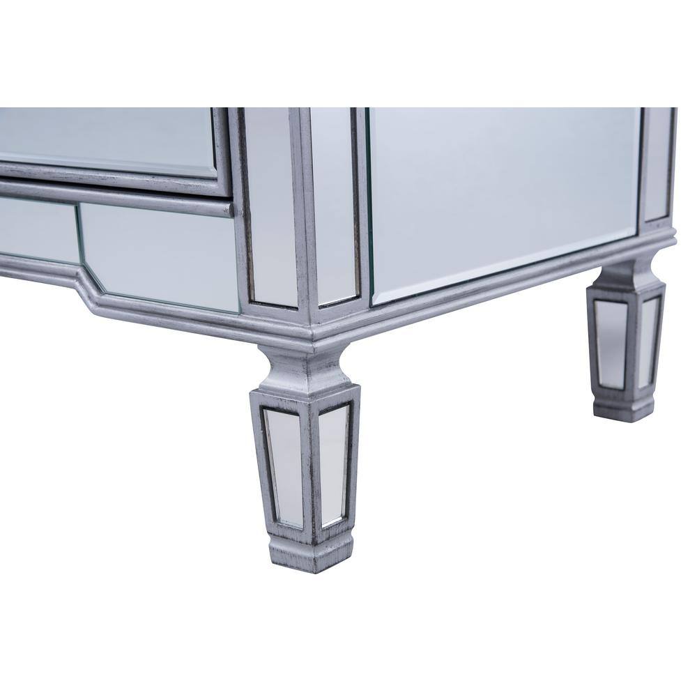 Hand Rubbed Antique Silver Mirrored 6-Drawer Dresser