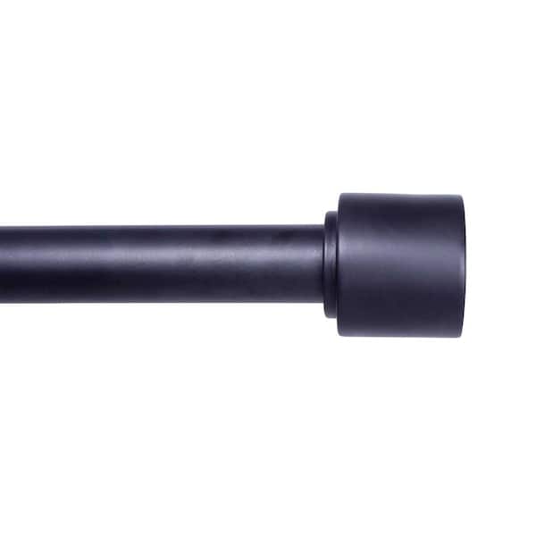 Kenney Astrid 36 in. - 66 in. Adjustable Single Curtain Rod 1 in. Diameter in Black with Modern Cap End Finials