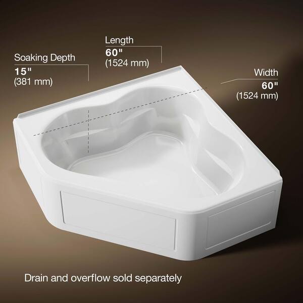 KOHLER Tercet 60 in. x 60 in. Soaking Bathtub with Center Drain in
