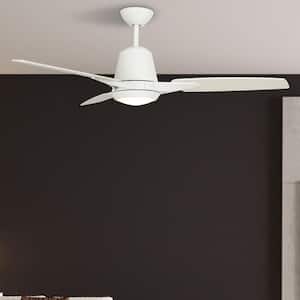 Exton 52 in. Integrated LED Indoor White Smart Ceiling Fan with Light Kit and Wall Control, Works with Alexa/Google Home