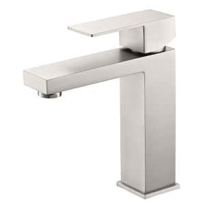 Contemporary Single Handle Single Hole Bathroom Faucet with Supply Hose in Brushed Nickel(1 Size)