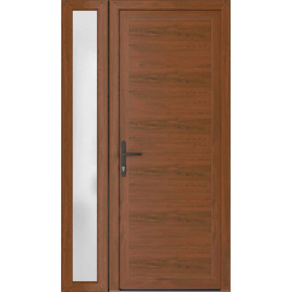 52 in. x 80 in. Right-hand/Inswing Frosted Glass Walnut Steel Prehung Front Door with Hardware price history on PriceWatchPro