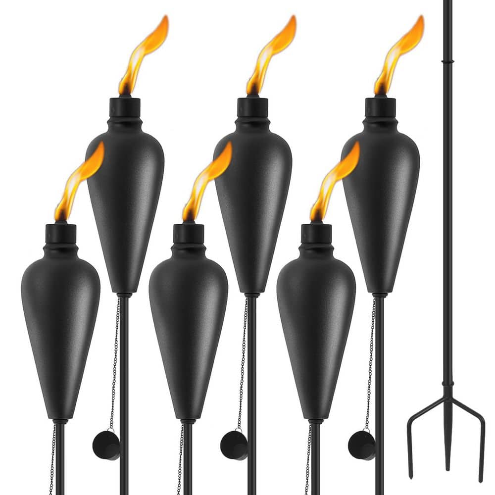 Home Garden Torch Set of 6, Outdoor Metal Torch Garden Decor, 59.5 Inch Citronella Torches with 3-Prong Grounded Stake price history on PriceWatchPro