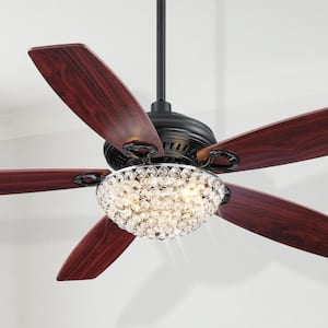 Henderson 52 in. LED Indoor Black Crystal Chandelier DC Motor Ceiling Fan with Light Kit and Remote Control Included