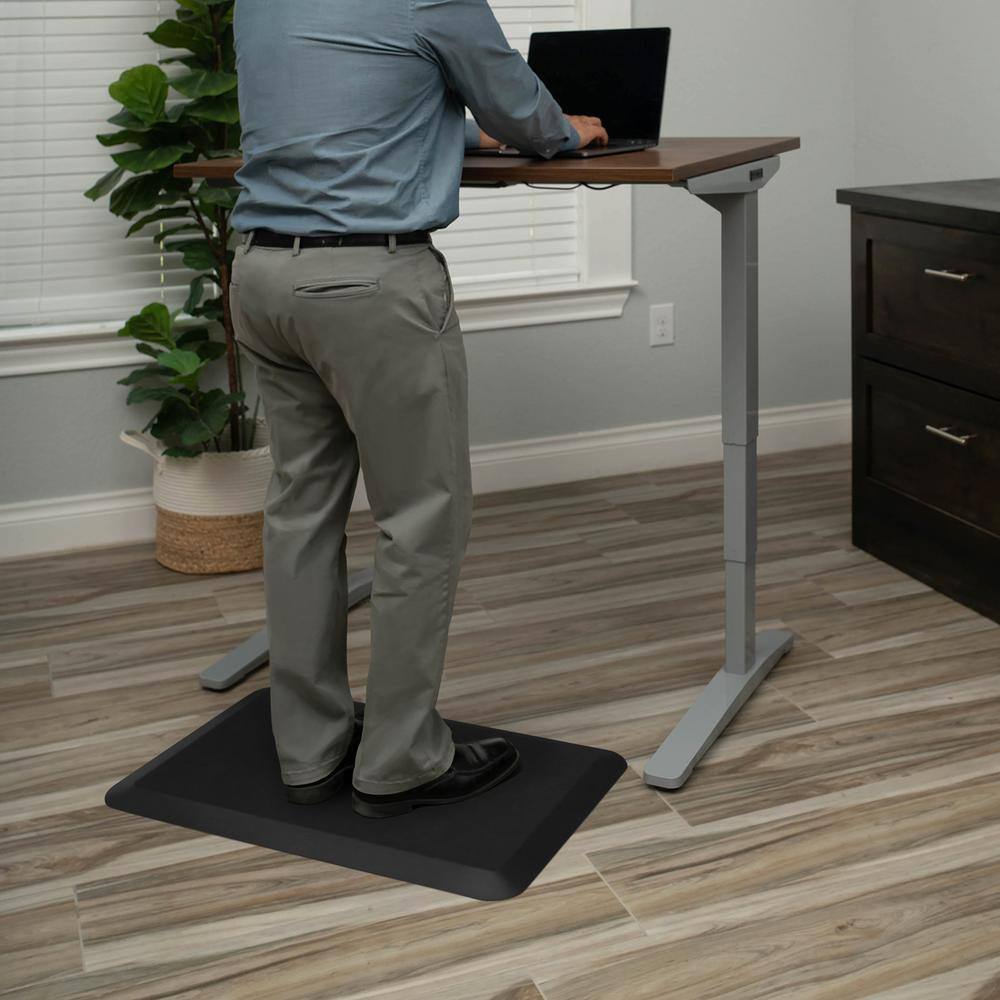Black Leather Grain Anti-Fatigue Kitchen Mat, 20" x 32"