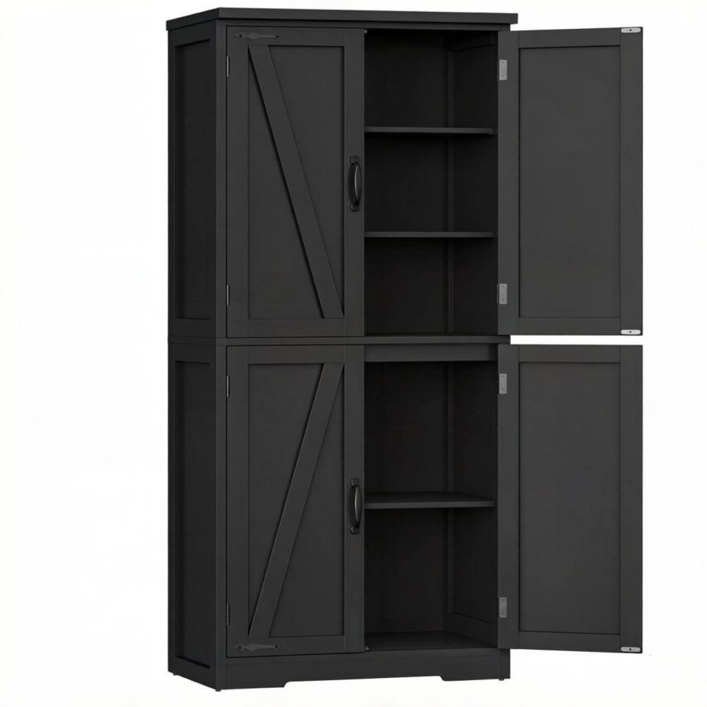 23.6 in. W x 58.5 in. H Rectangular Wood Medicine Cabinet without Mirror in Black 4 Doors with Adjustable Shelf price history on PriceWatchPro