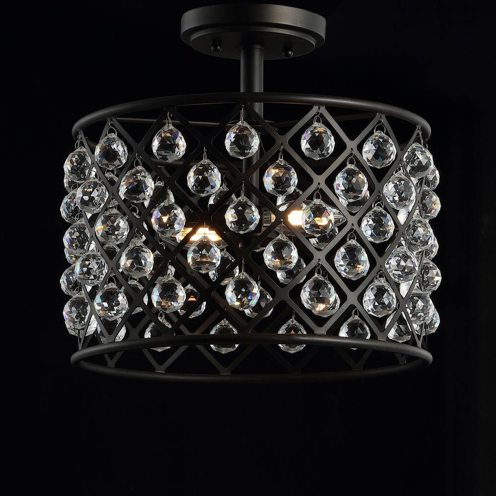 Gabrielle 14.5" Oil Rubbed Bronze Crystal LED Semi-Flush Pendant