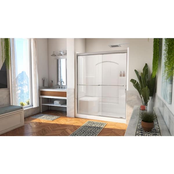 Accessible Living Alliance 60 in. L x 32 in. W x 77.5 in. H Alcove Right Drain Shower Door Kit in Brushed Nickel