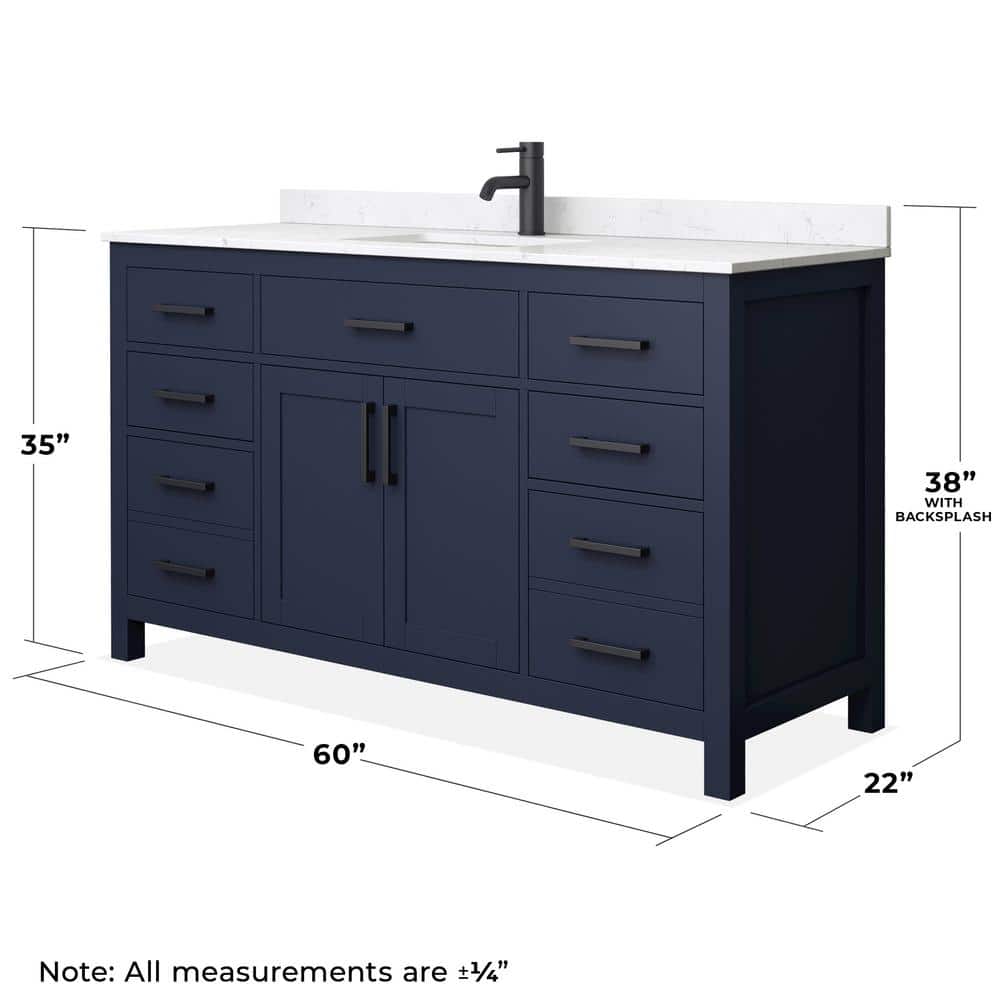 Beckett 60'' Dark Blue Marble Single Bathroom Vanity