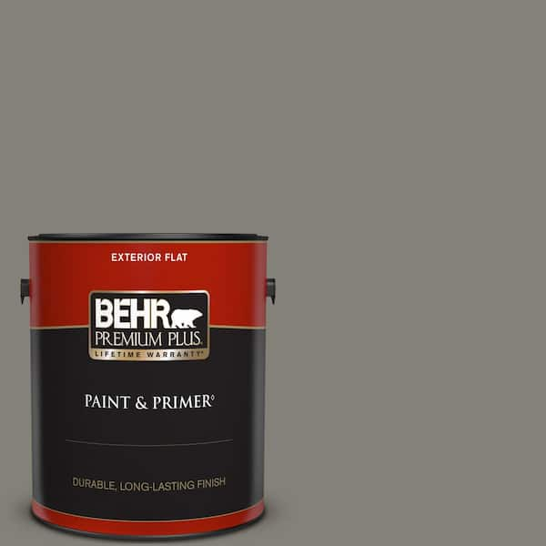 BEHR PREMIUM PLUS 1 gal. #N360-5A Wood Ash Flat Exterior Paint & Primer