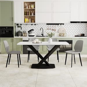 Magic Home 63 in. Black Pattern Rectangle Sintered Stone Top