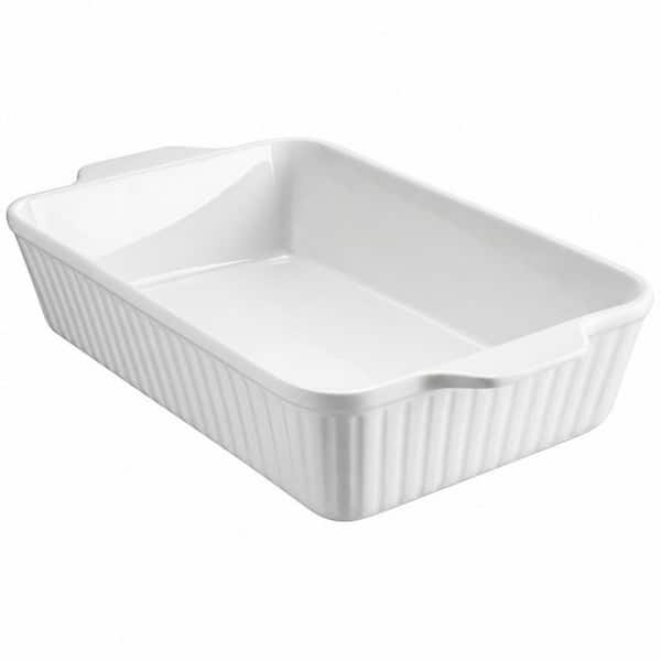 4.2 Qt. White Ceramic Casserole Dish, Large Lasagna Pan Deep for Oven, Baking Pan with Handles, Wedding Gift