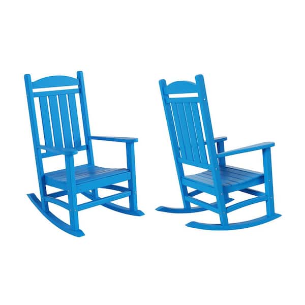 Kenly Pacific Blue Classic Plastic Outdoor Rocking Chair (Set of 2)