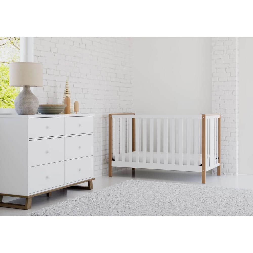 Modern Pacific White and Driftwood 4-in-1 Convertible Crib