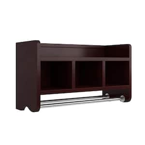 25 in. W Bath Storage Shelf with Towel Rod in Espresso