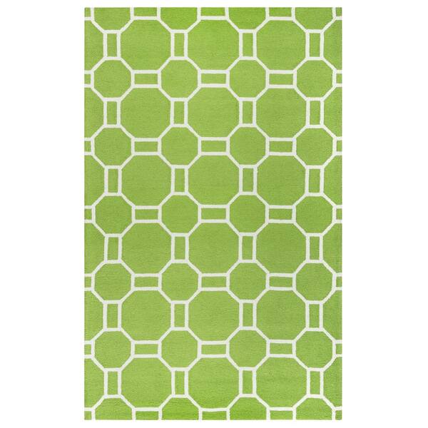 Rizzy Home Azzura Hill Lime Green Geometric 5 ft. x 8 ft. Outdoor Area ...