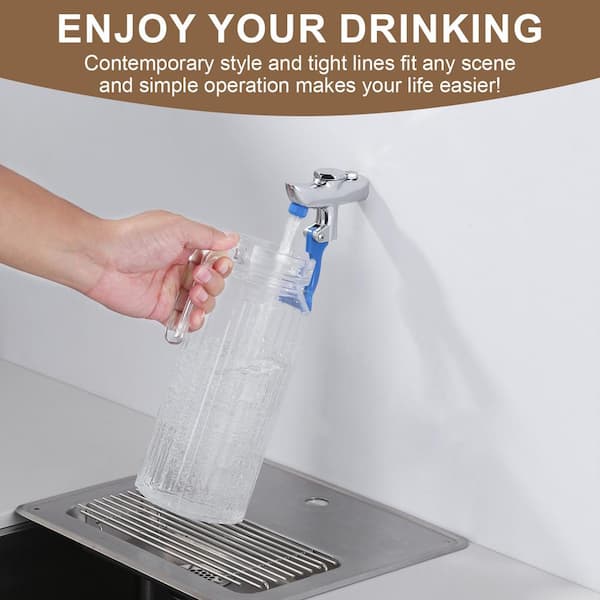 Wall Mounted Brass Glass Pot Filler Faucet Push Water Bottle Filling Station for Kitchen Cafe Bar No Flange in Chrome