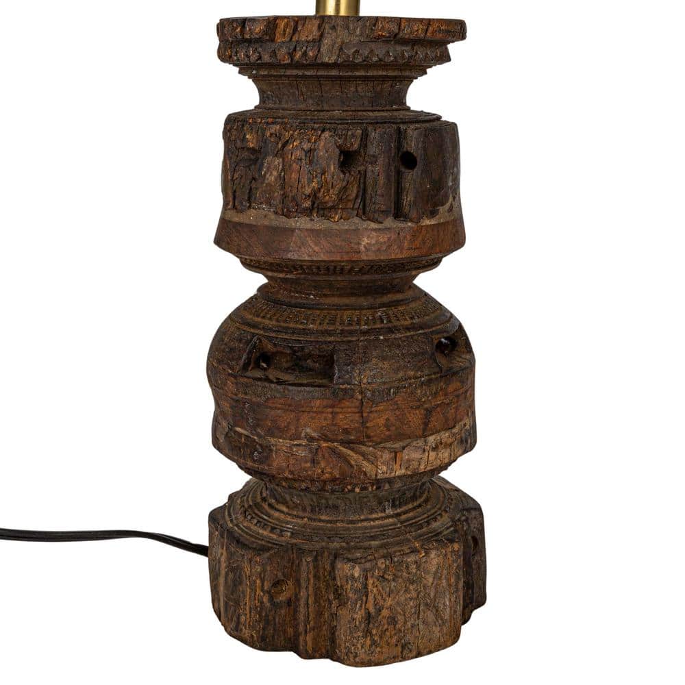 Natural Reclaimed Wood Table Lamp with Jute Shade