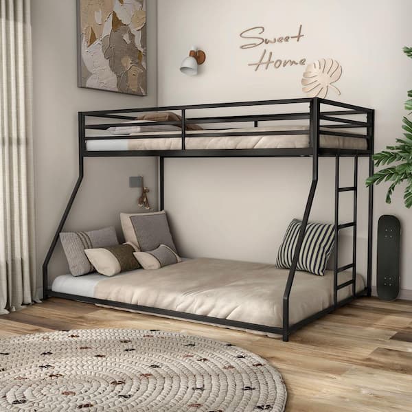 Porter Black Twin Over Full Low Profile Metal Bunk Bed