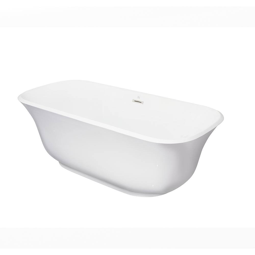 67 in. Acrylic Freestanding Flatbottom Non-Whirlpool Soaking Bathtub in Whi