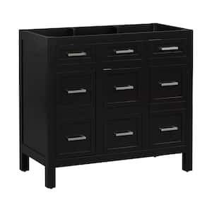 35.4 in. W Bath Vanity Cabinet without Top in Black with 4-Drawers, 2-Doors and Adjustable Shelf