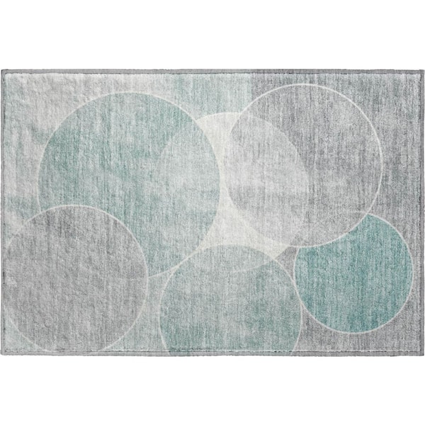 Mayfield Premium Machine Washable Abstract AMF2286 Teal 2 ft. x 3 ft. Accent Rug