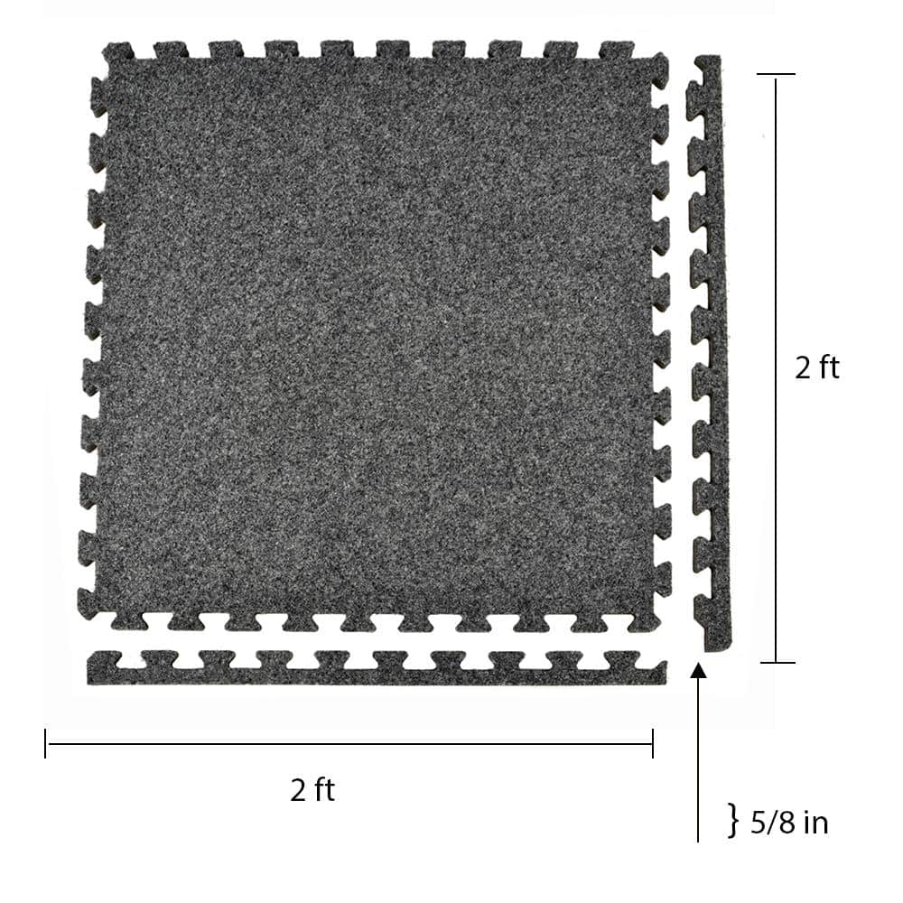 Royal Dark Gray Polyester Interlocking Carpet Tiles 24" x 24"