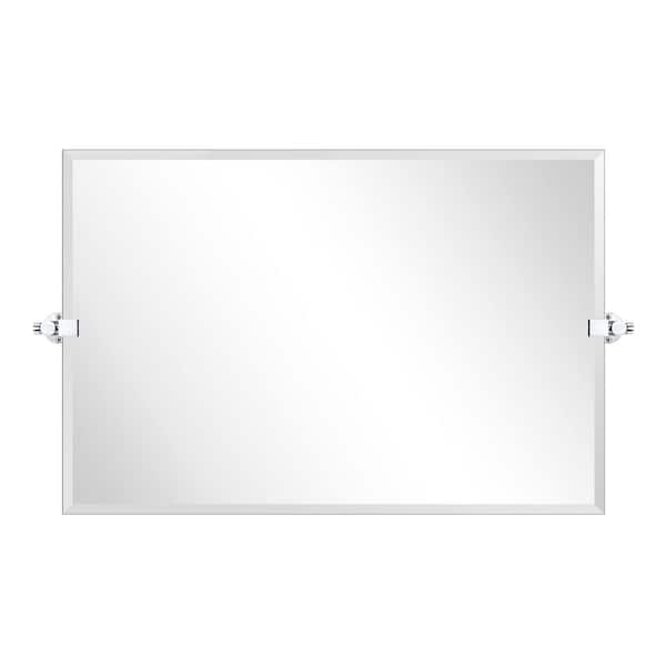 TEHOME Nethery 24 in. W x 36 in. H Rectangular Frameless Beveled Wall Mounted Bathroom Vanity Mirror with Brackets in Chrome