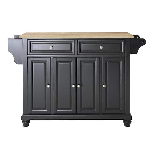 CROSLEY FURNITURE Cambridge Black Kitchen Island with Wood Top