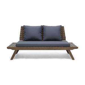 Sedona Grey Wooden Outdoor Loveseat with Dark Grey Cushions