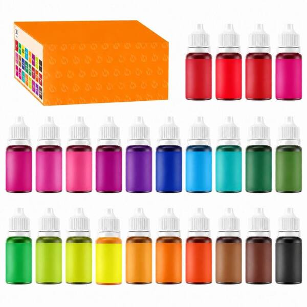 24-Color Concentrated Liquid Water-Based Food Coloring Set 0.35 fl oz Each for Baking and Icing