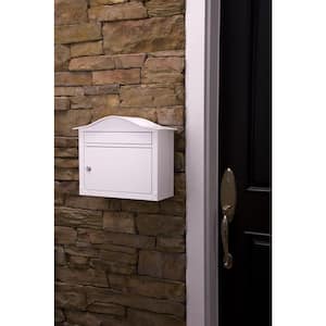 Saratoga White, Medium, Steel, Locking Wall Mount Mailbox