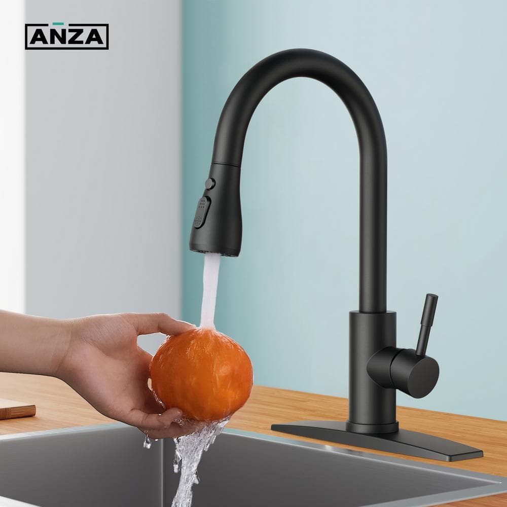 Matte Black Stainless Steel Pull-Down Kitchen Faucet